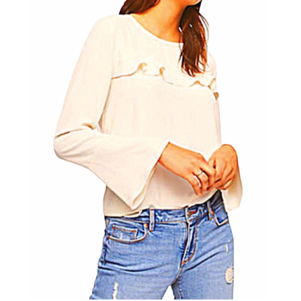 LOFT Blouse soft & silky ivory blouse Size S